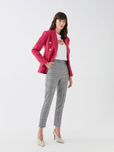 Black High Waist Standard Fit Plaid Women Trousers