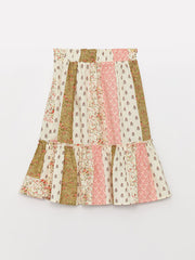 Elastic Waist Patterned Girl Skirt