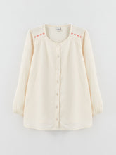 Crew Neck Printed Long Sleeve Muslin Girls Tunic