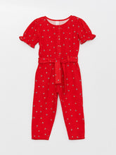 Red Crew Neck Patterned Baby Girl Rompers