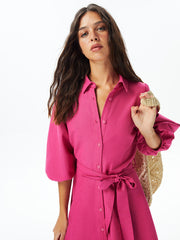 قميص فستان نسائي باكمام بالون سادة