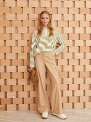 بنطلون نسائي مع أرجل واسعة مستقيم ومريح