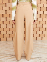 بنطلون نسائي مع أرجل واسعة مستقيم ومريح