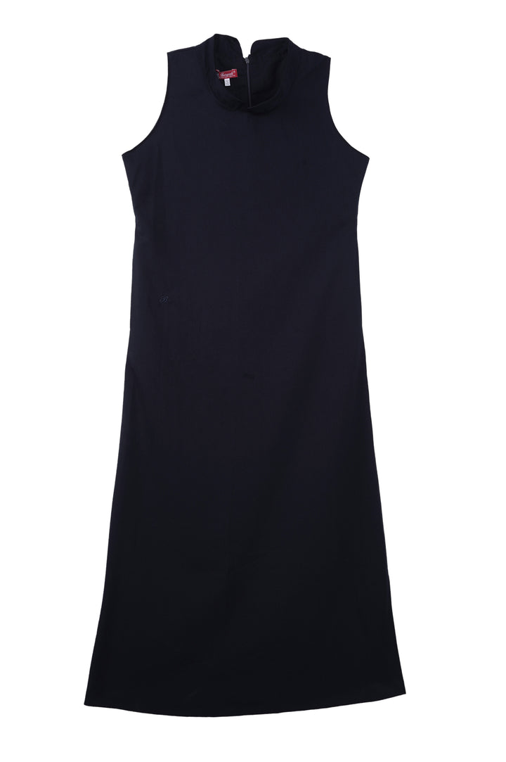 School Uniform Round Neck Long Navy Blue Dress