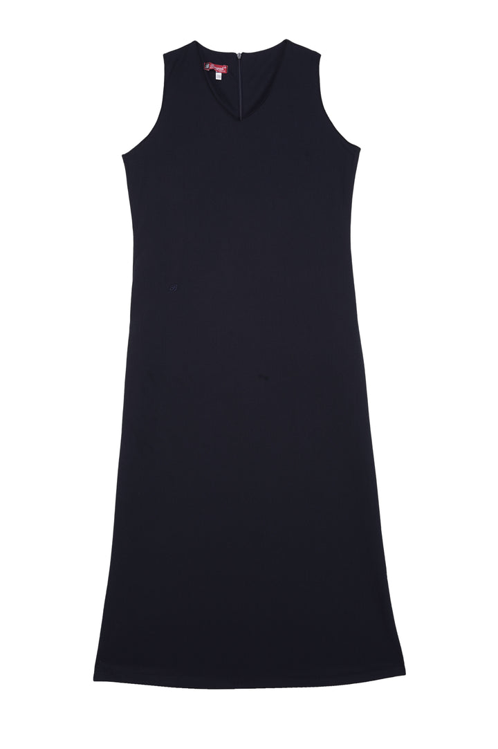 School Uniform V Neck Long Navy Blue Dress