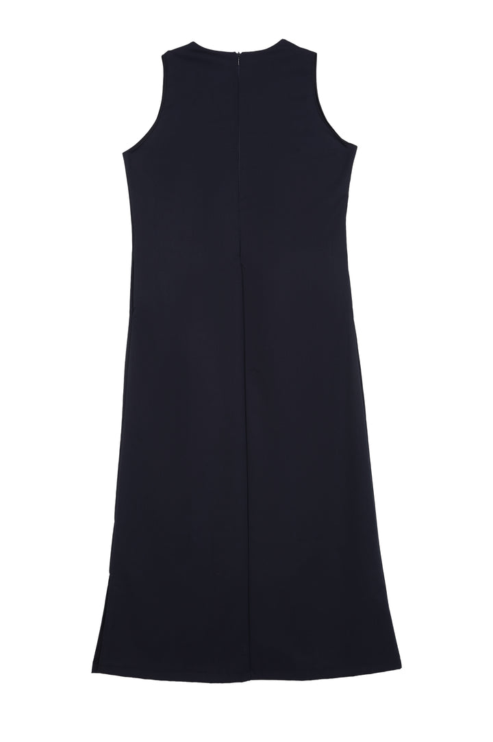 School Uniform V Neck Long Navy Blue Dress