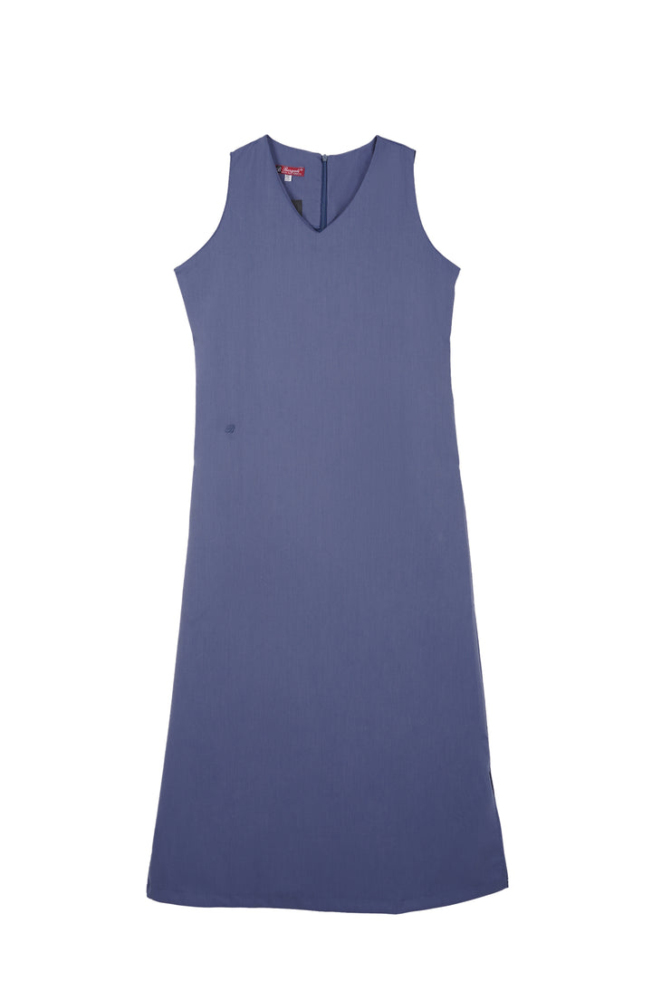 School Uniform V Neck Long Blue Dress