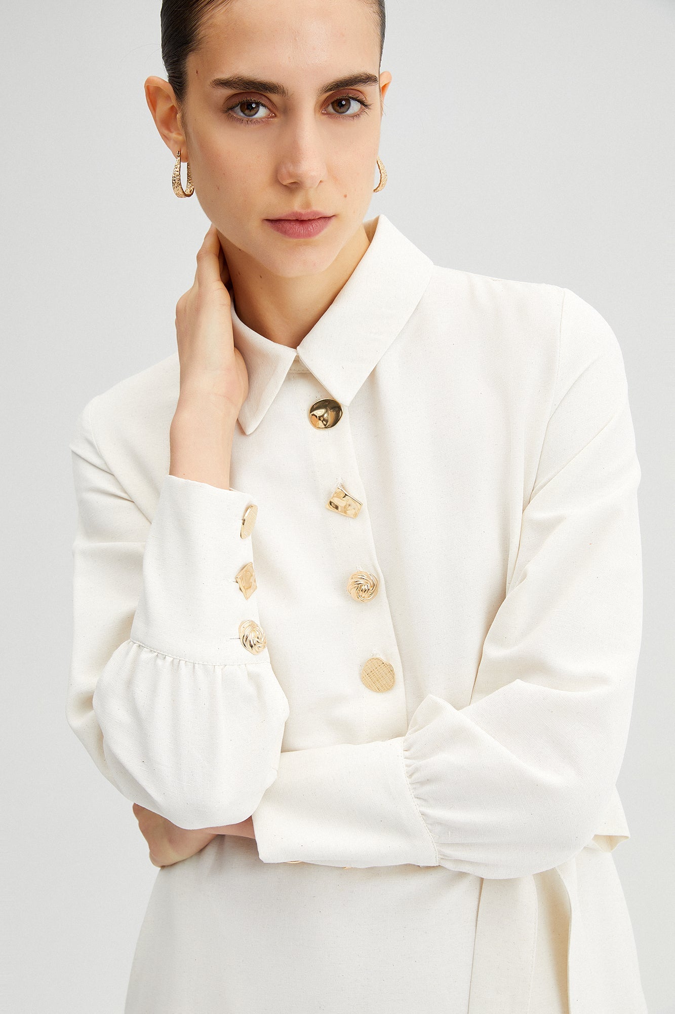 Button Detailed Long Dress