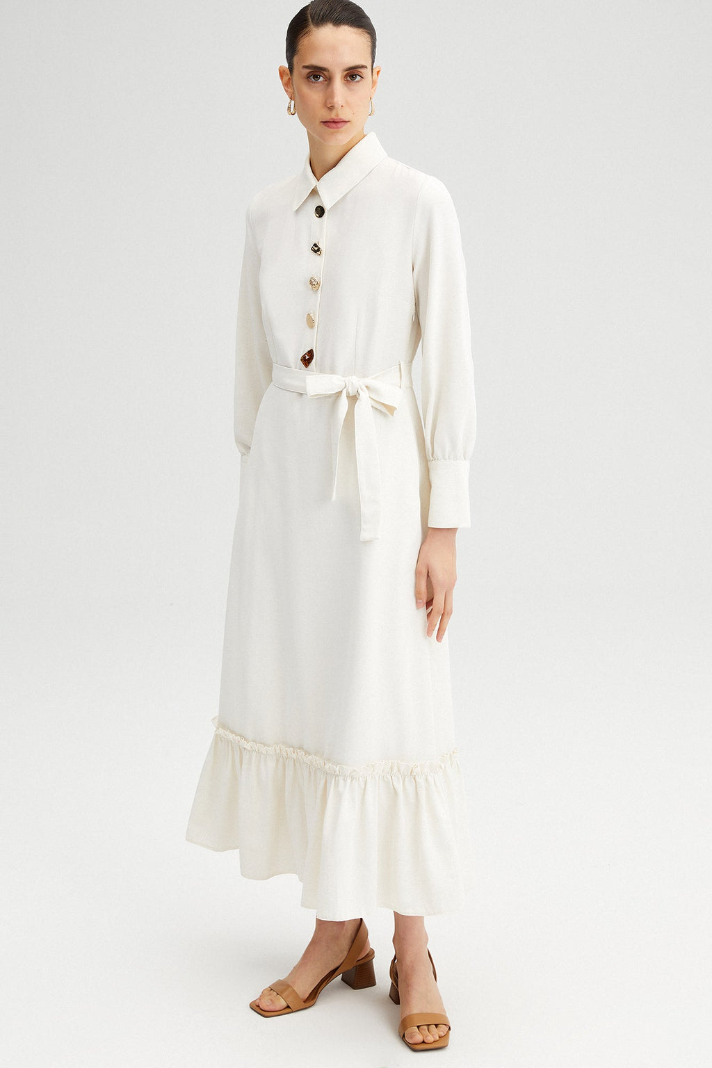 Button Detailed Long Dress