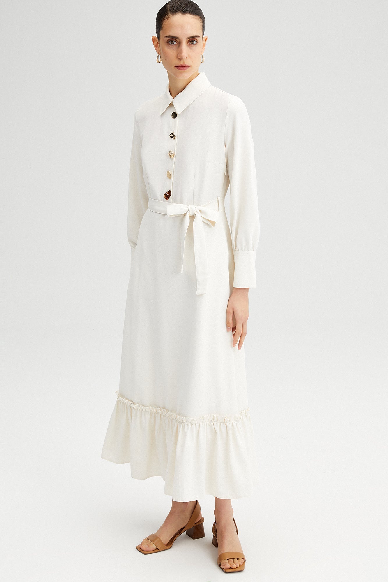 Button Detailed Long Dress