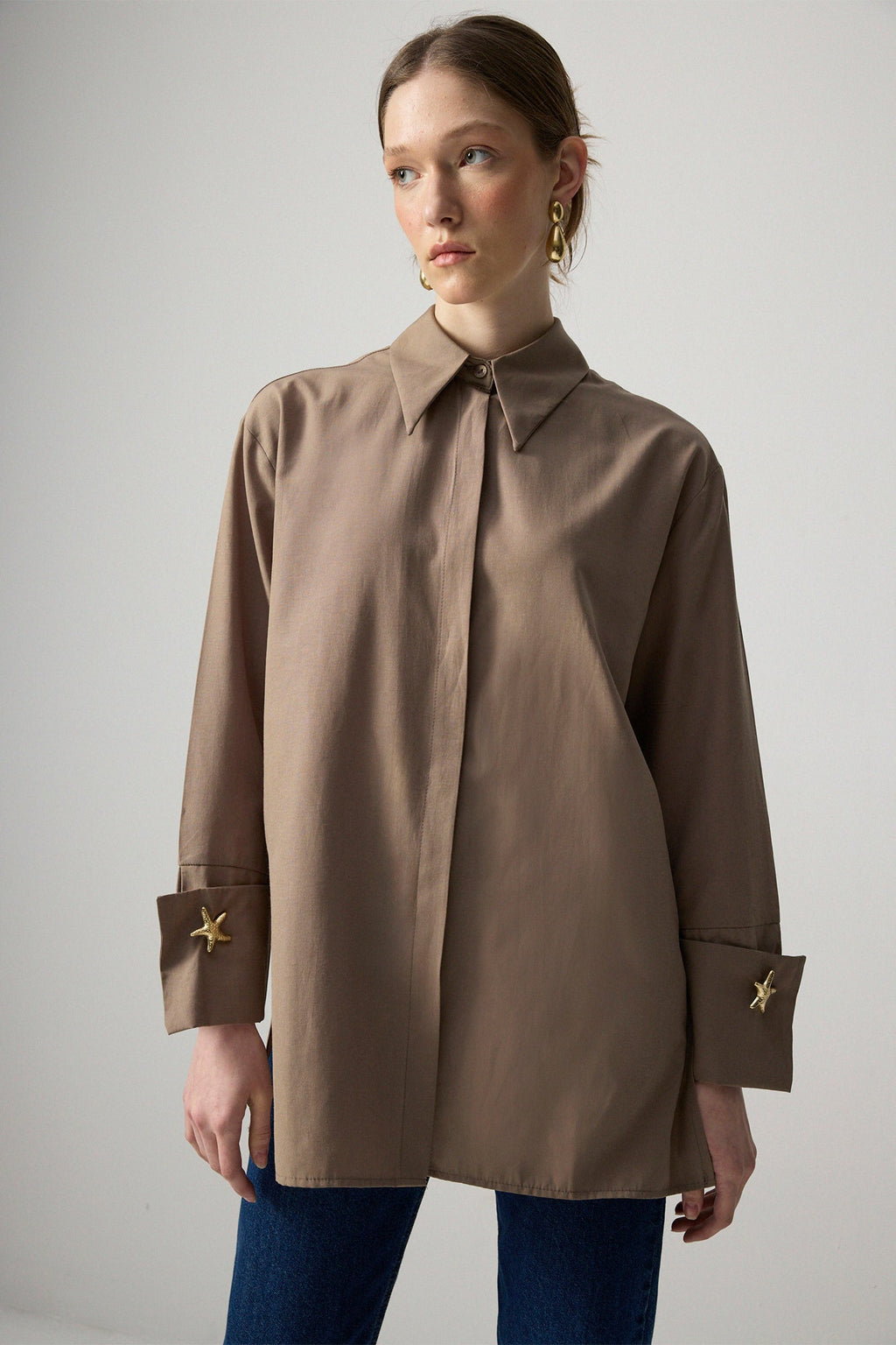 Poplin Shirt With Wide Cuff