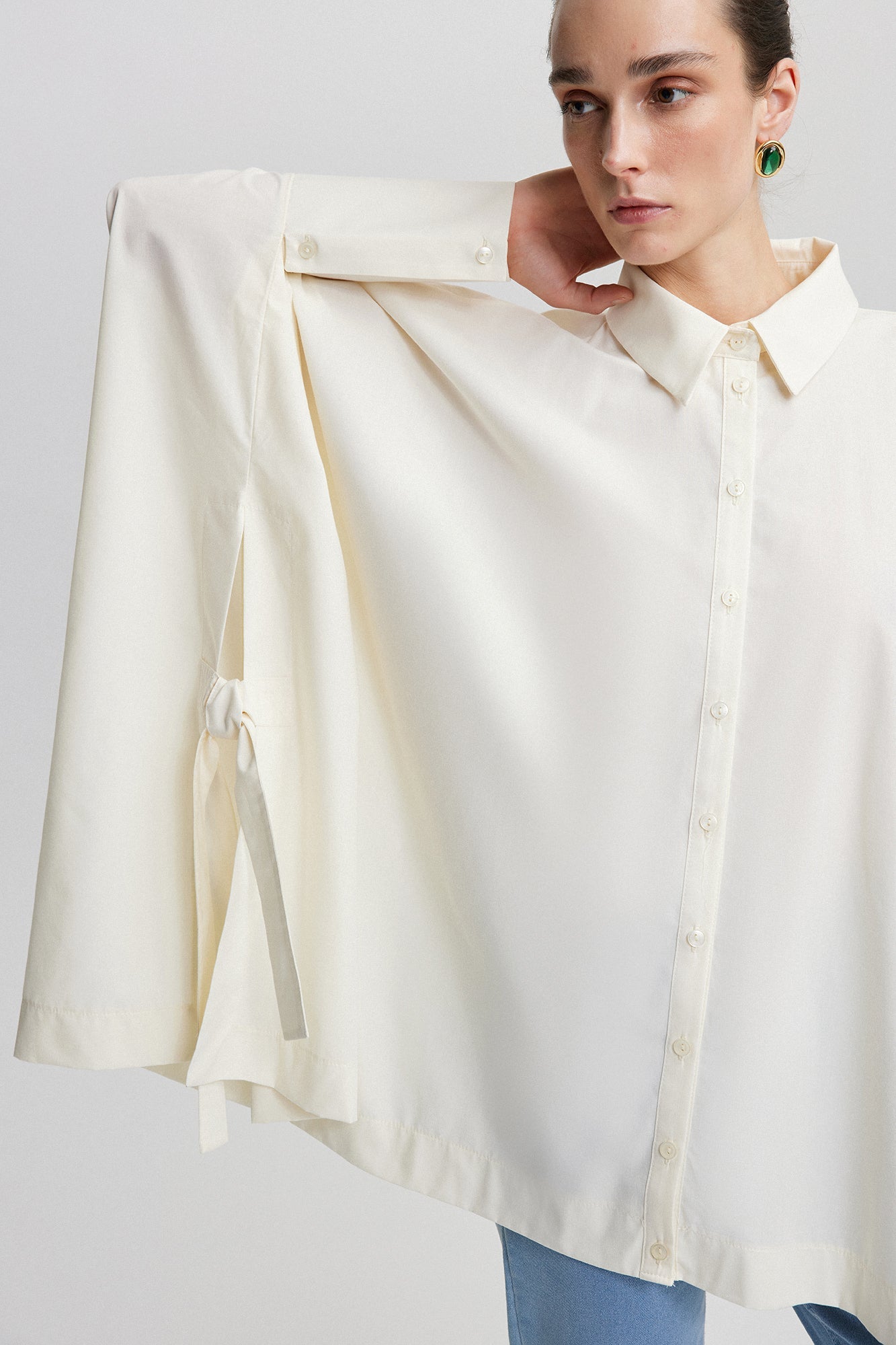 Ribbon Detailed Oversize Shirt