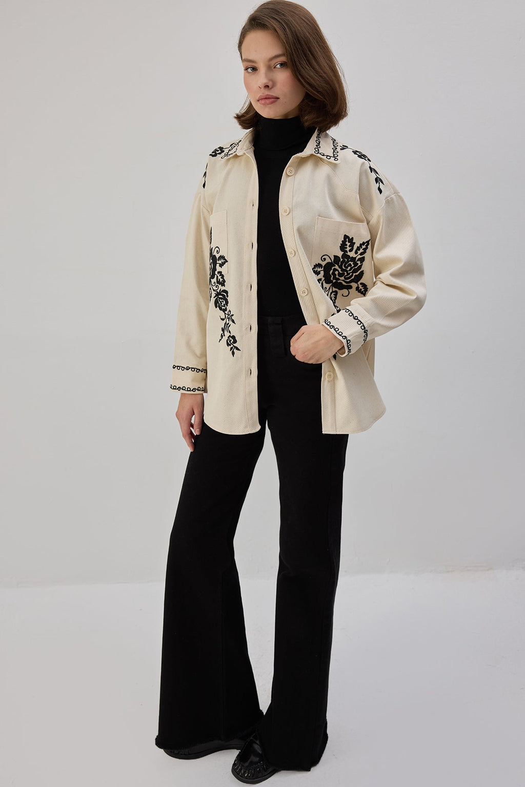 Embroidered Gabardine Shirt