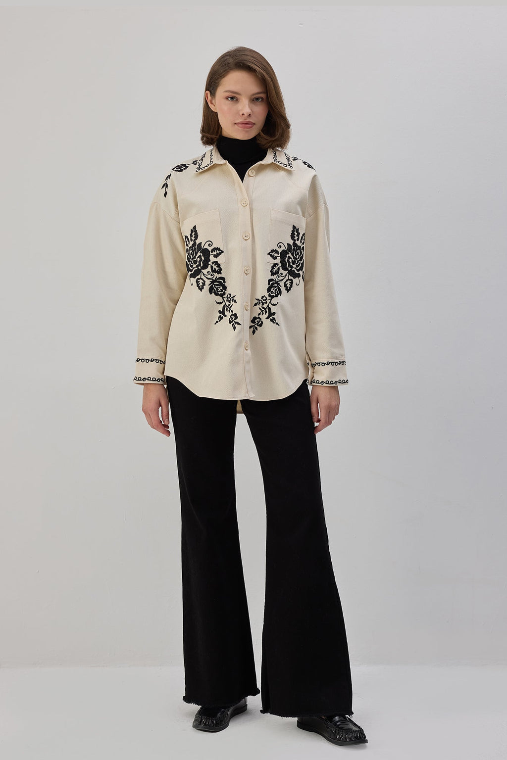 Embroidered Gabardine Shirt