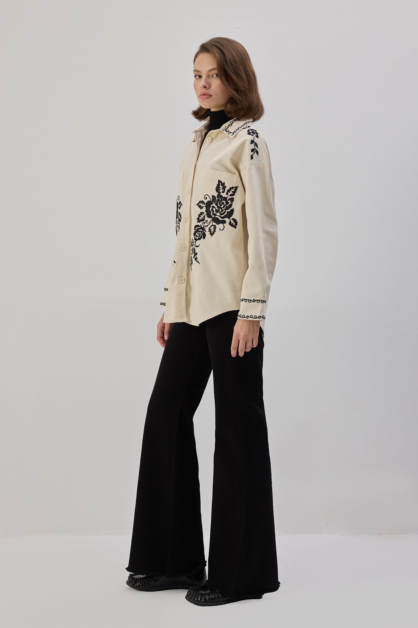 Embroidered Gabardine Shirt