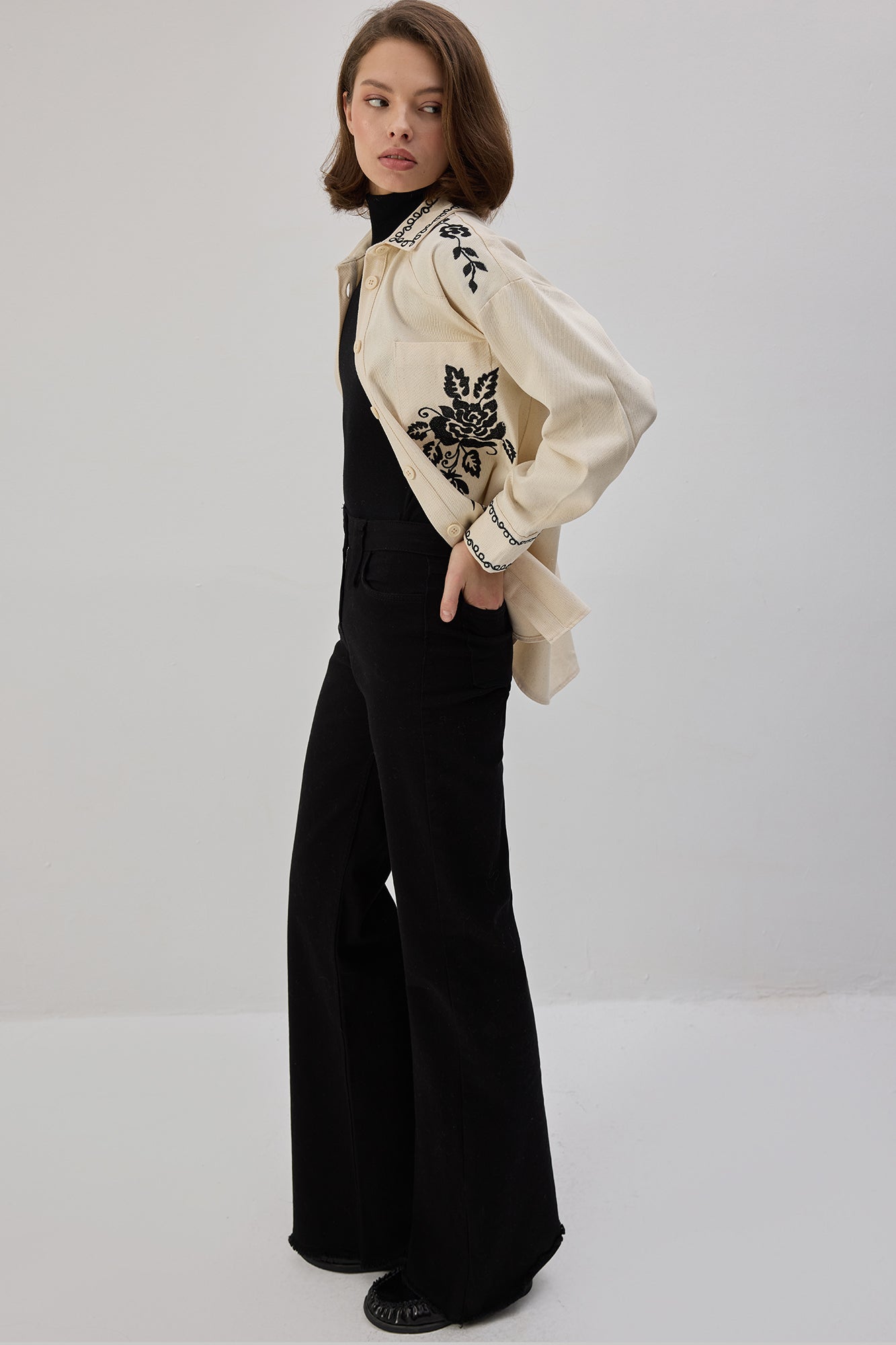 Embroidered Gabardine Shirt