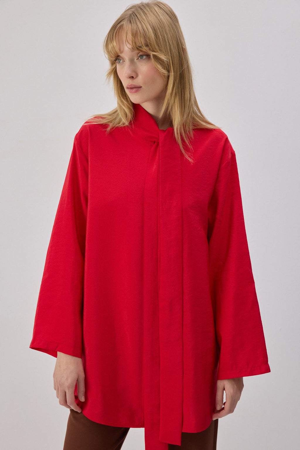 Cupra Tunic With Tying Collar