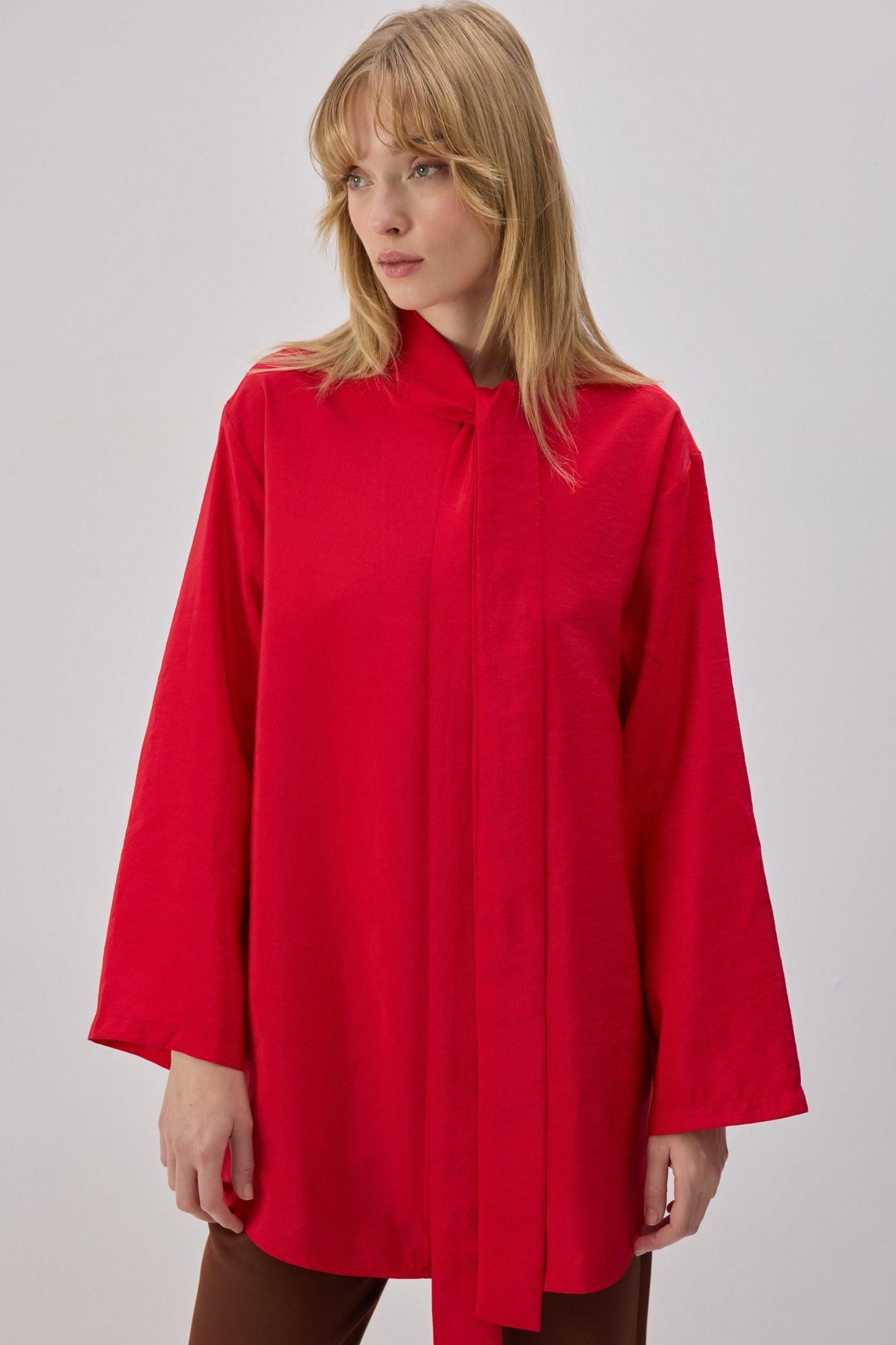Cupra Tunic With Tying Collar