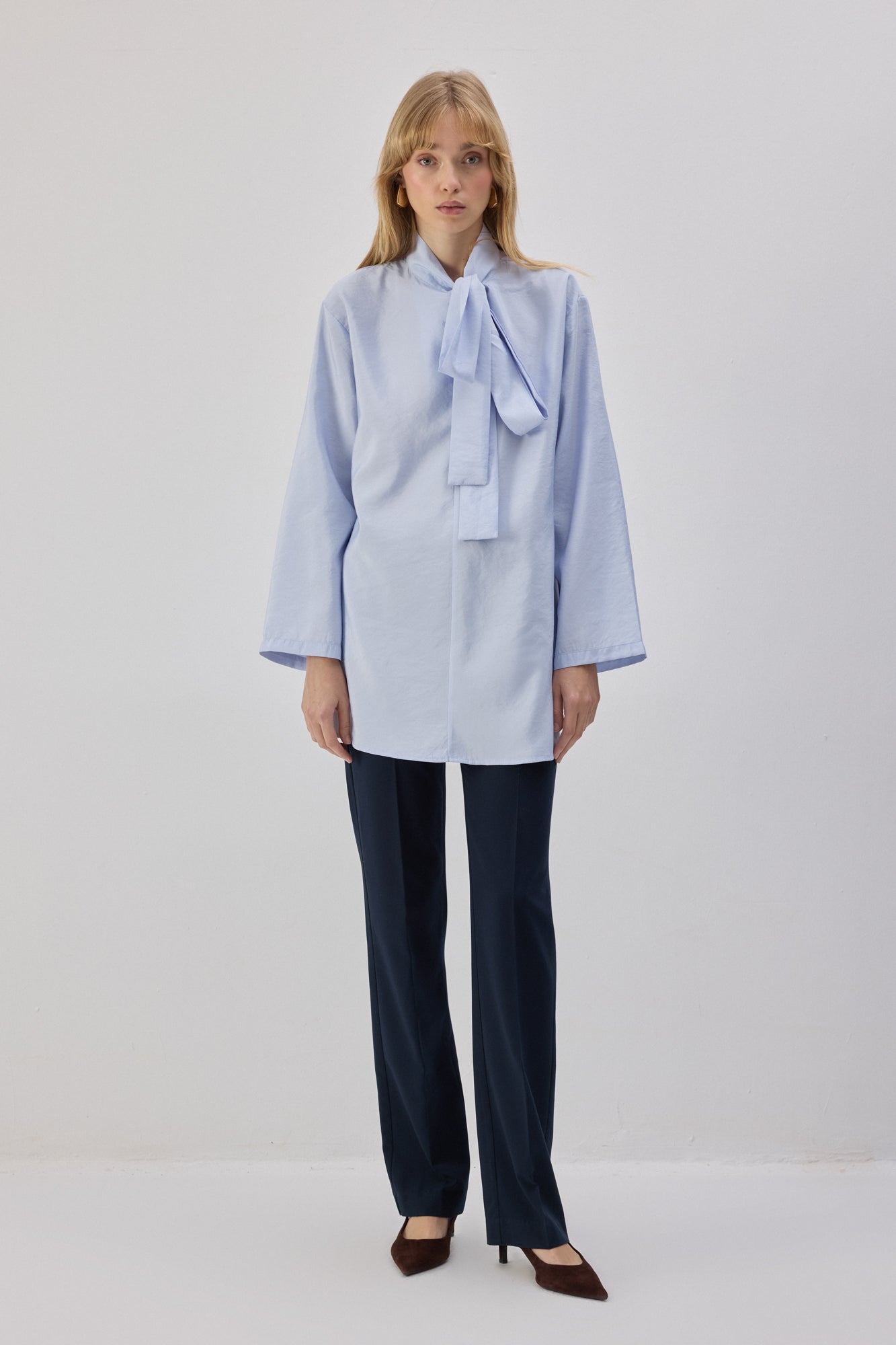 Cupra Tunic With Tying Collar