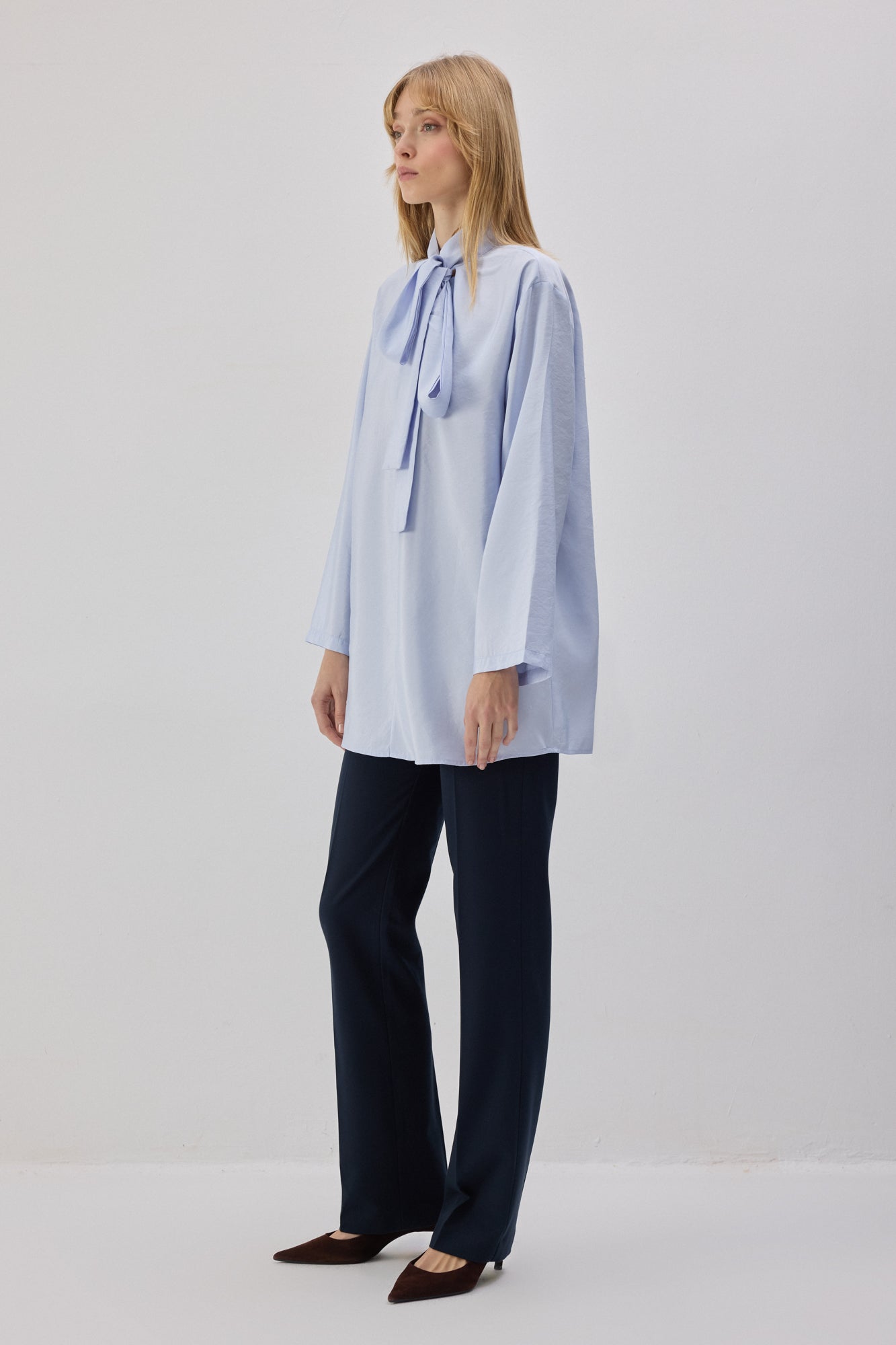 Cupra Tunic With Tying Collar