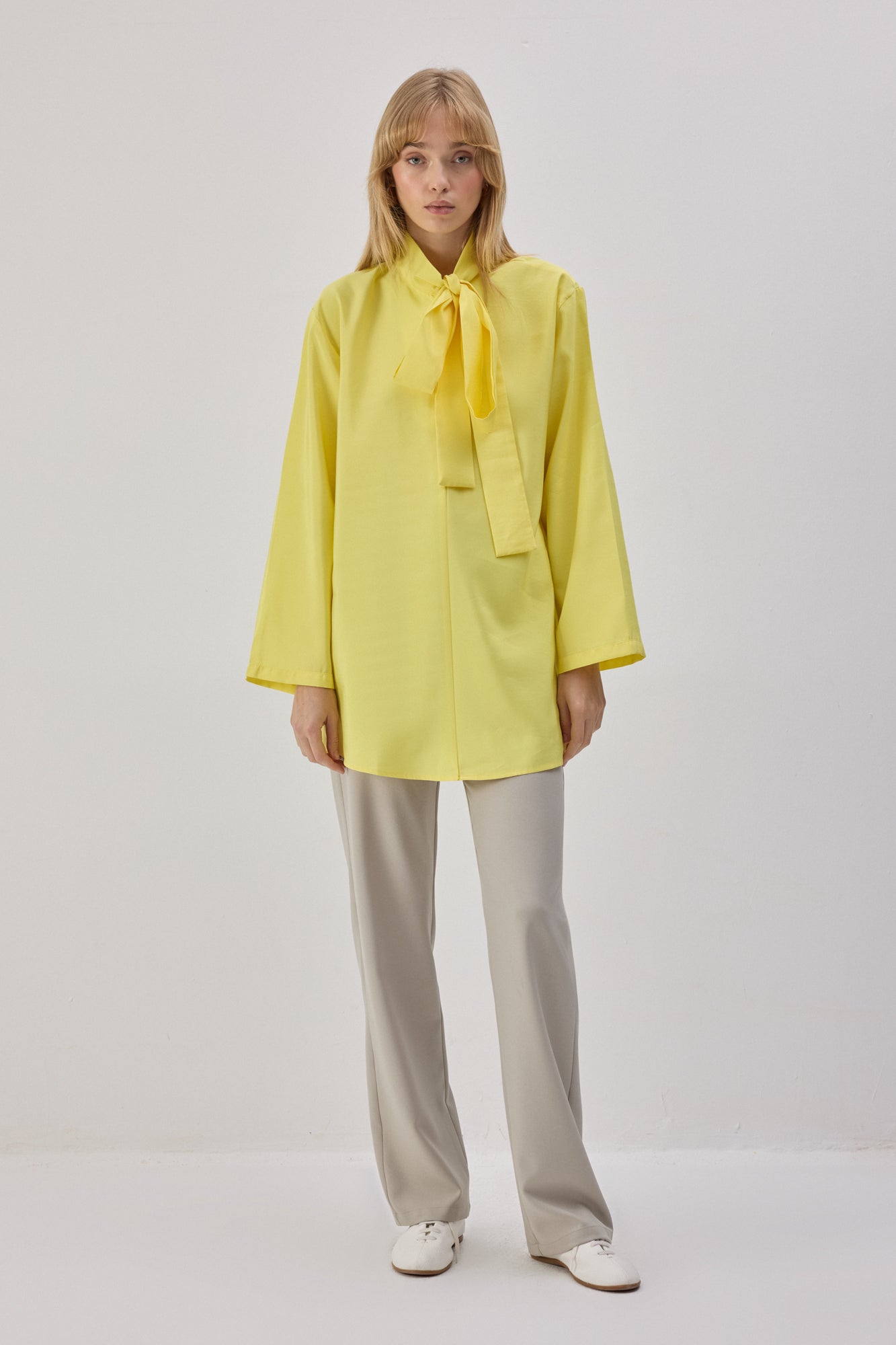 Cupra Tunic With Tying Collar