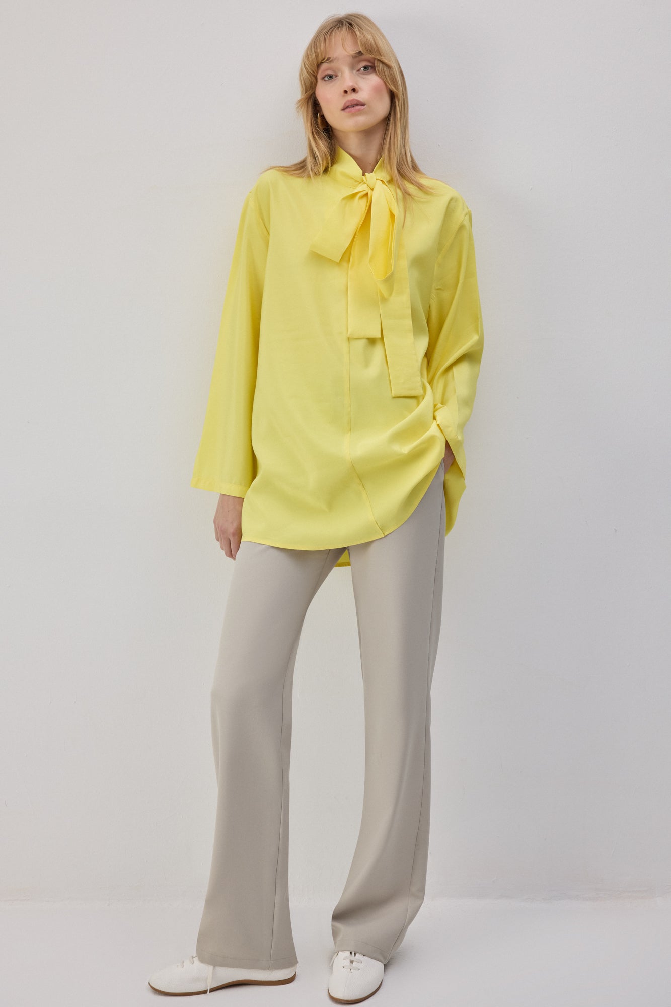 Cupra Tunic With Tying Collar