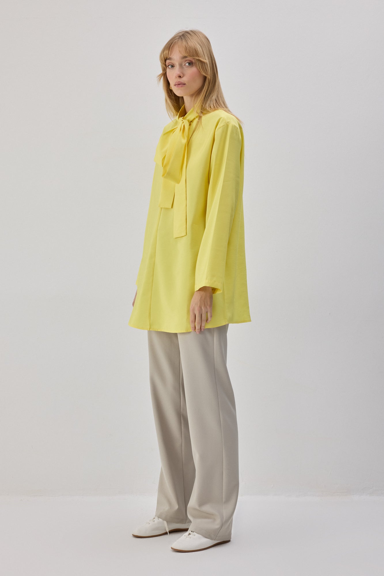 Cupra Tunic With Tying Collar