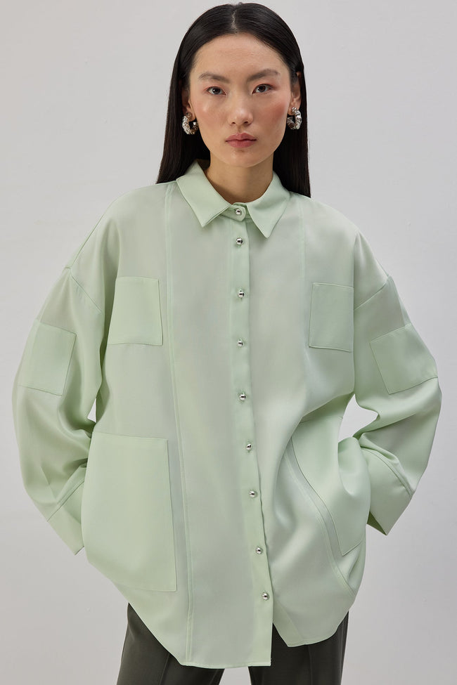 Oversize Satin Shirt Hover Image