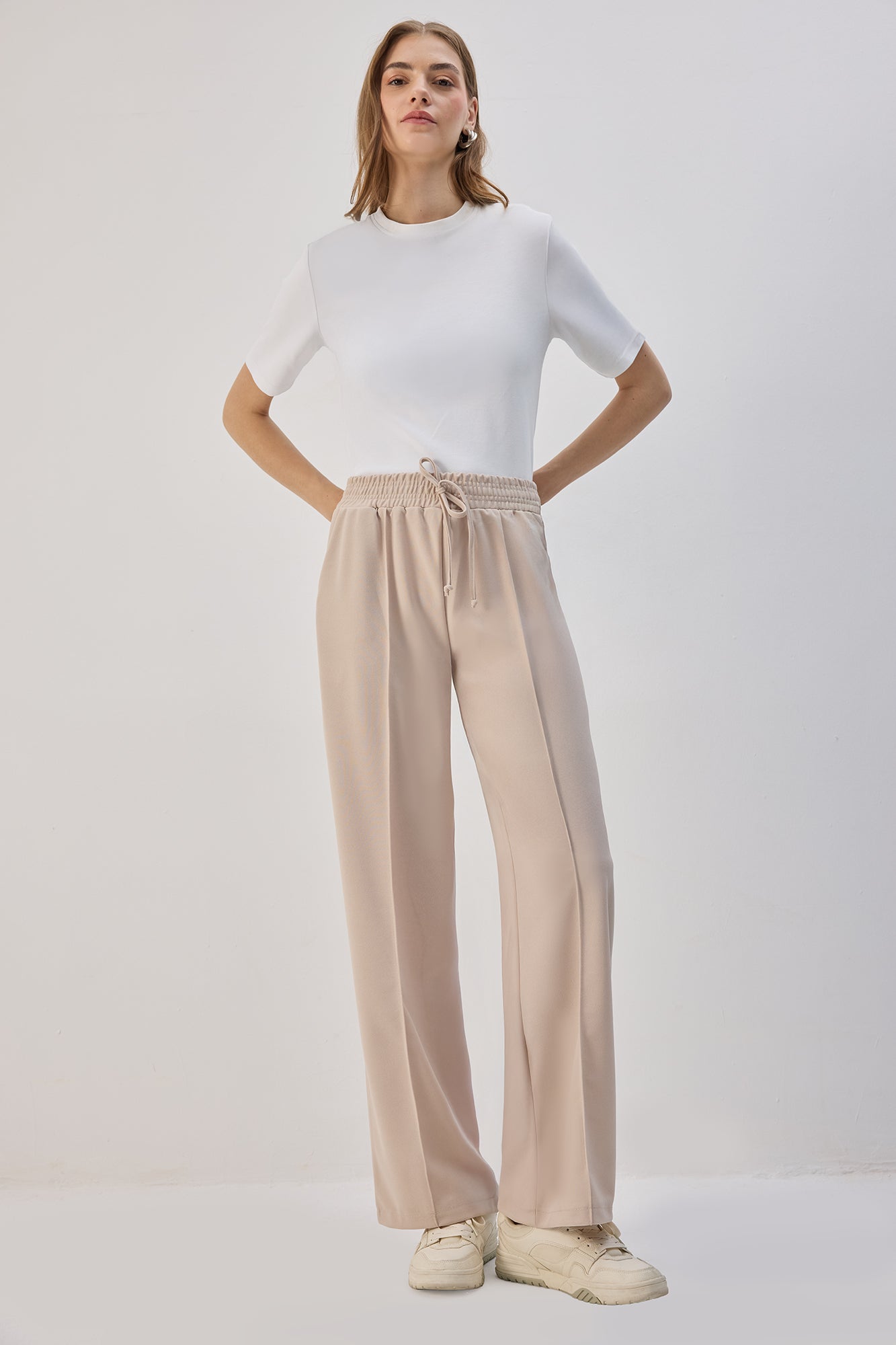 Beli Lastikli Nervürlü Pantolon