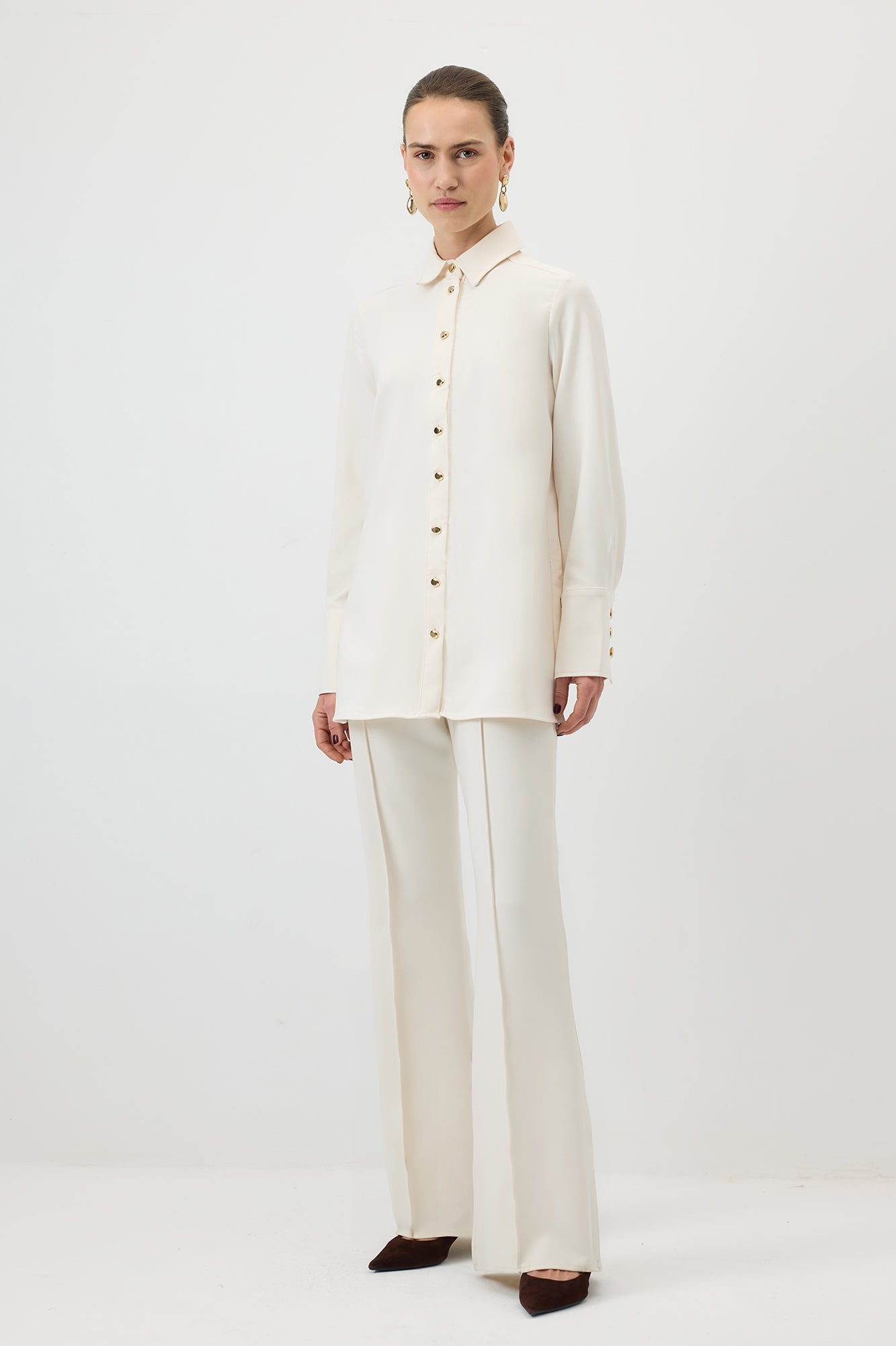 Wide Cuff Crepe Shirt