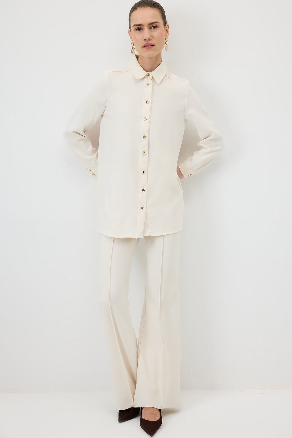 Wide Cuff Crepe Shirt