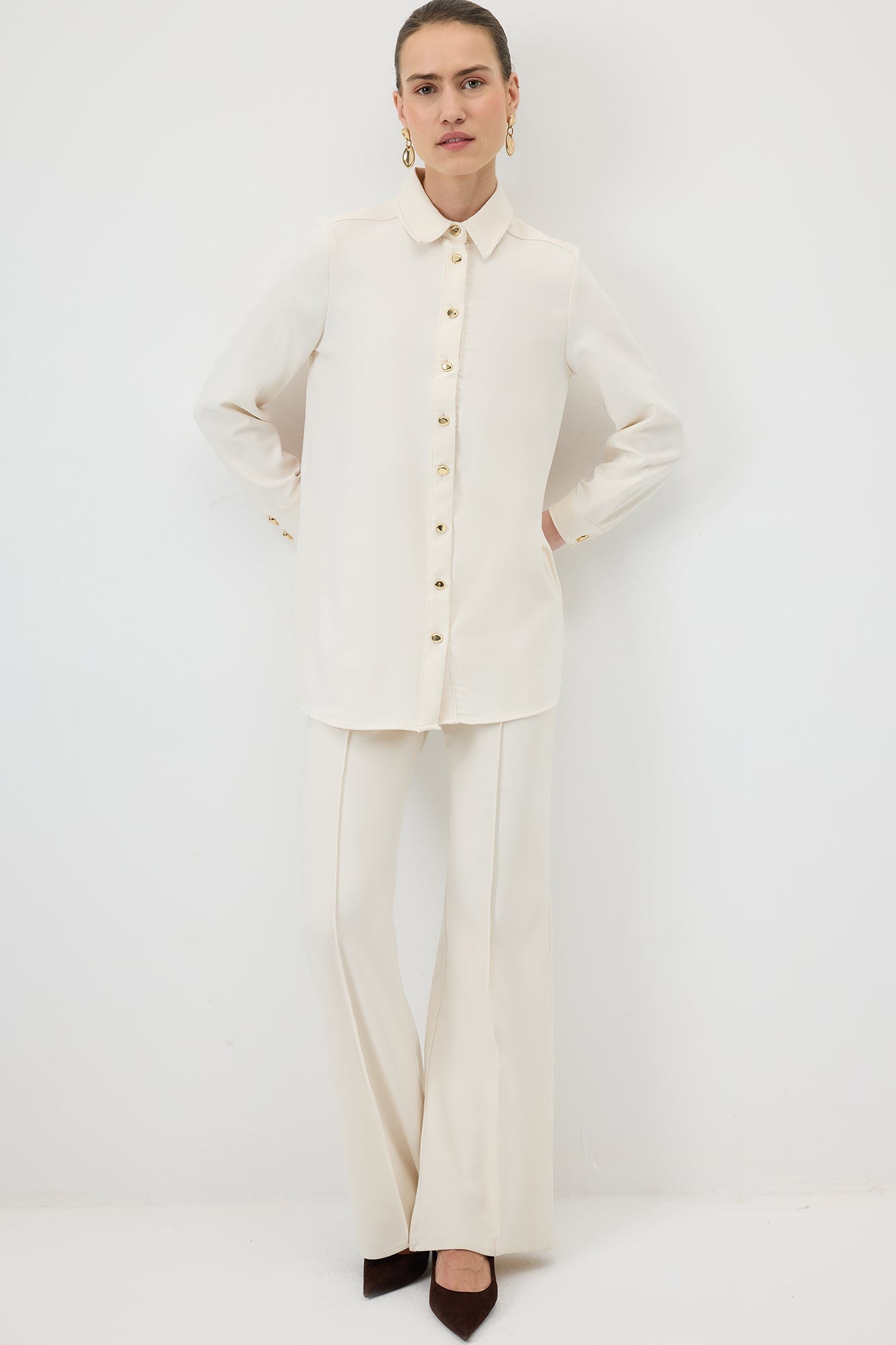 Wide Cuff Crepe Shirt