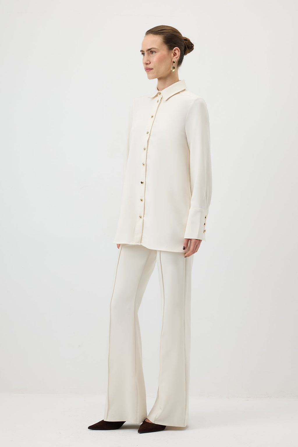 Wide Cuff Crepe Shirt