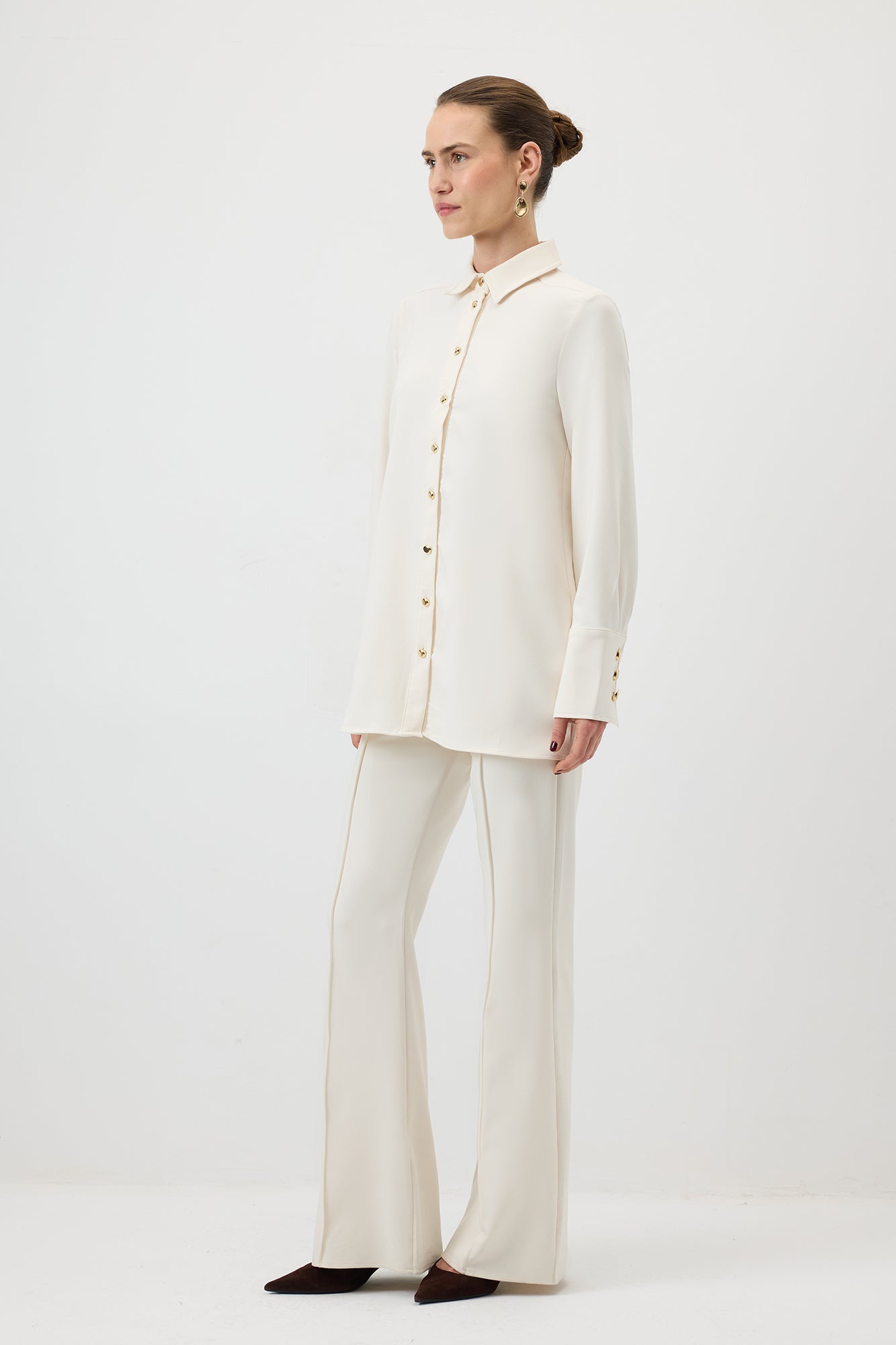 Wide Cuff Crepe Shirt