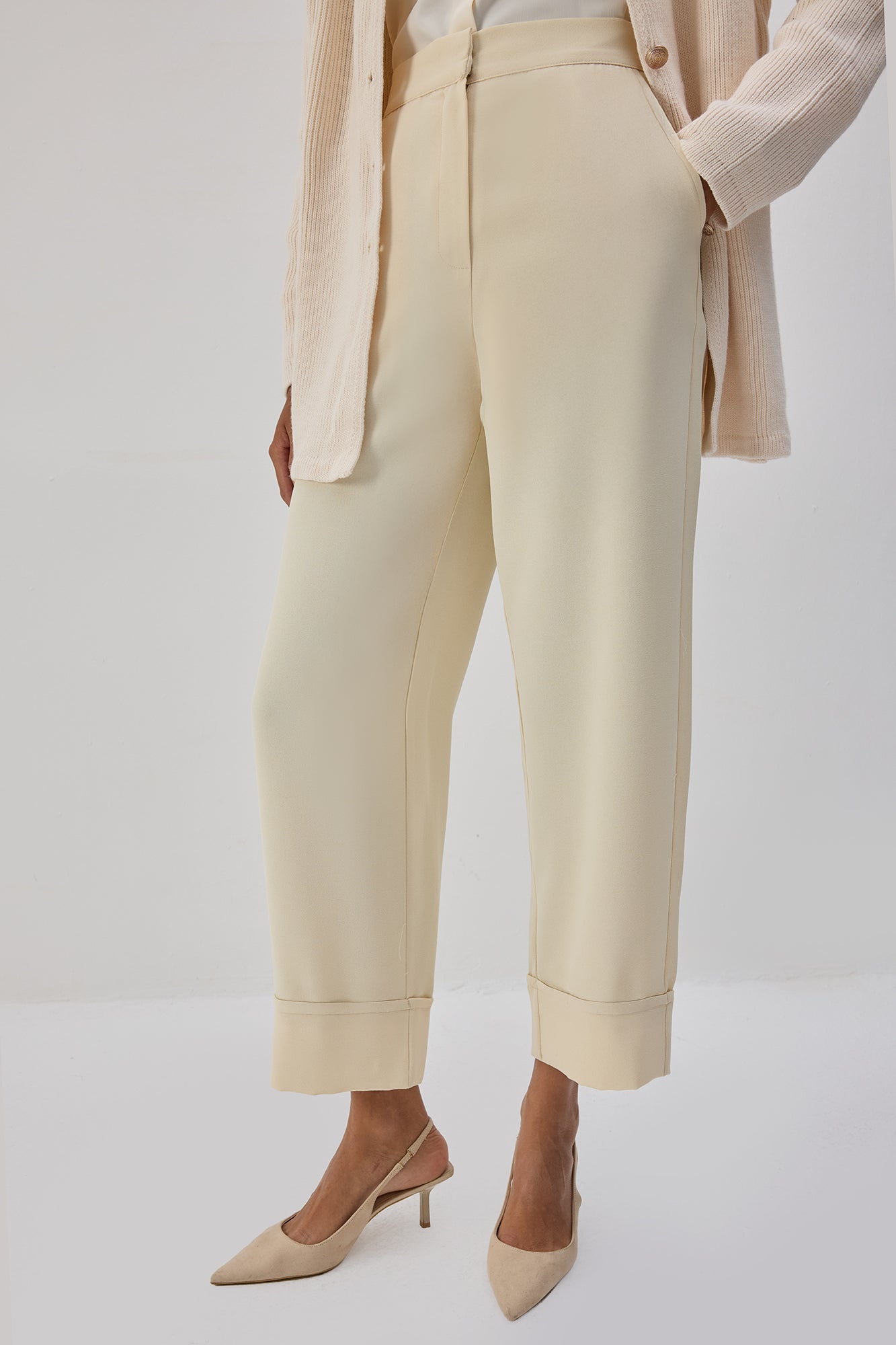 High Waisted Double Leg Trousers