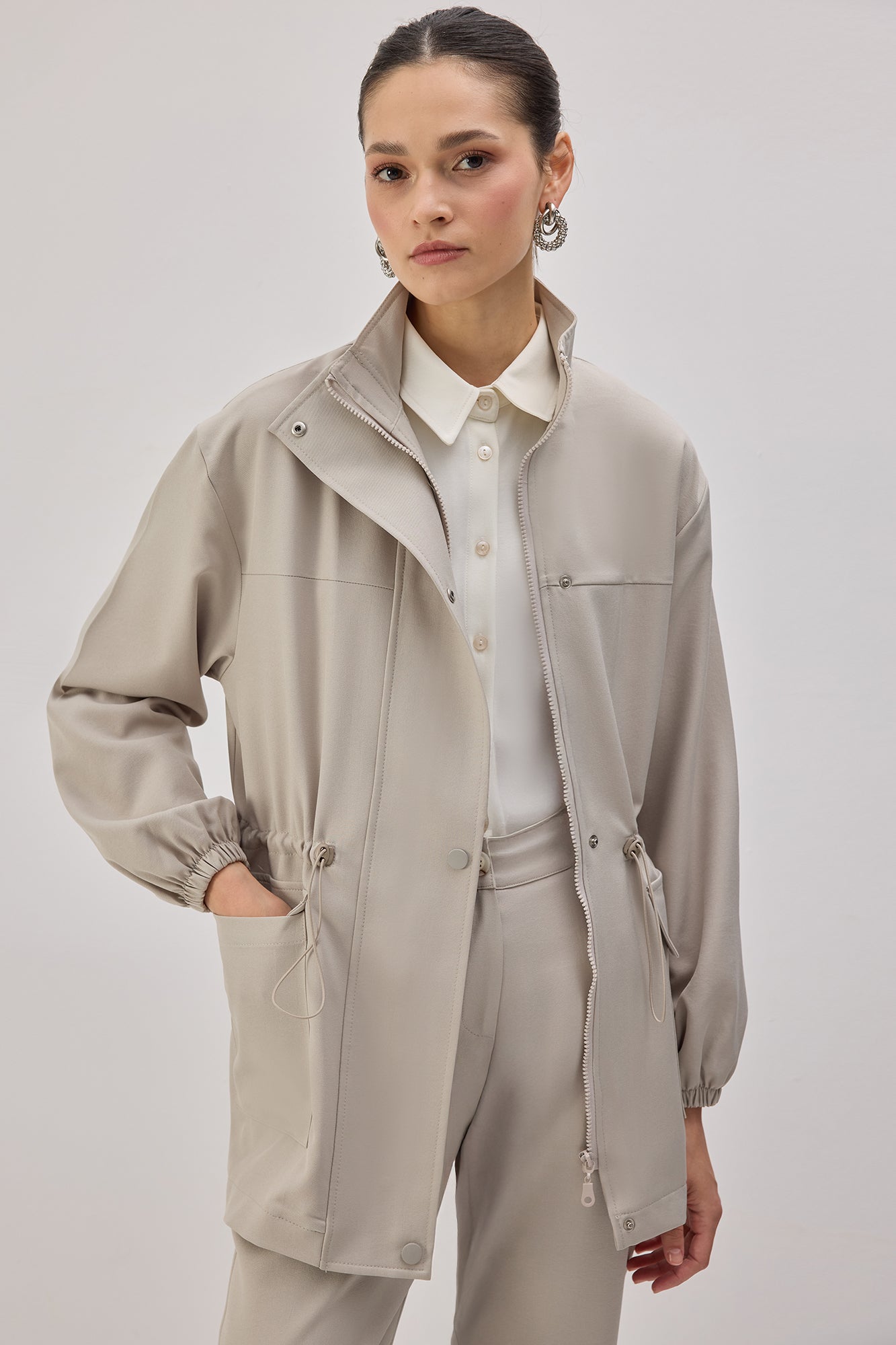 Stand Collar Zippered Jacket