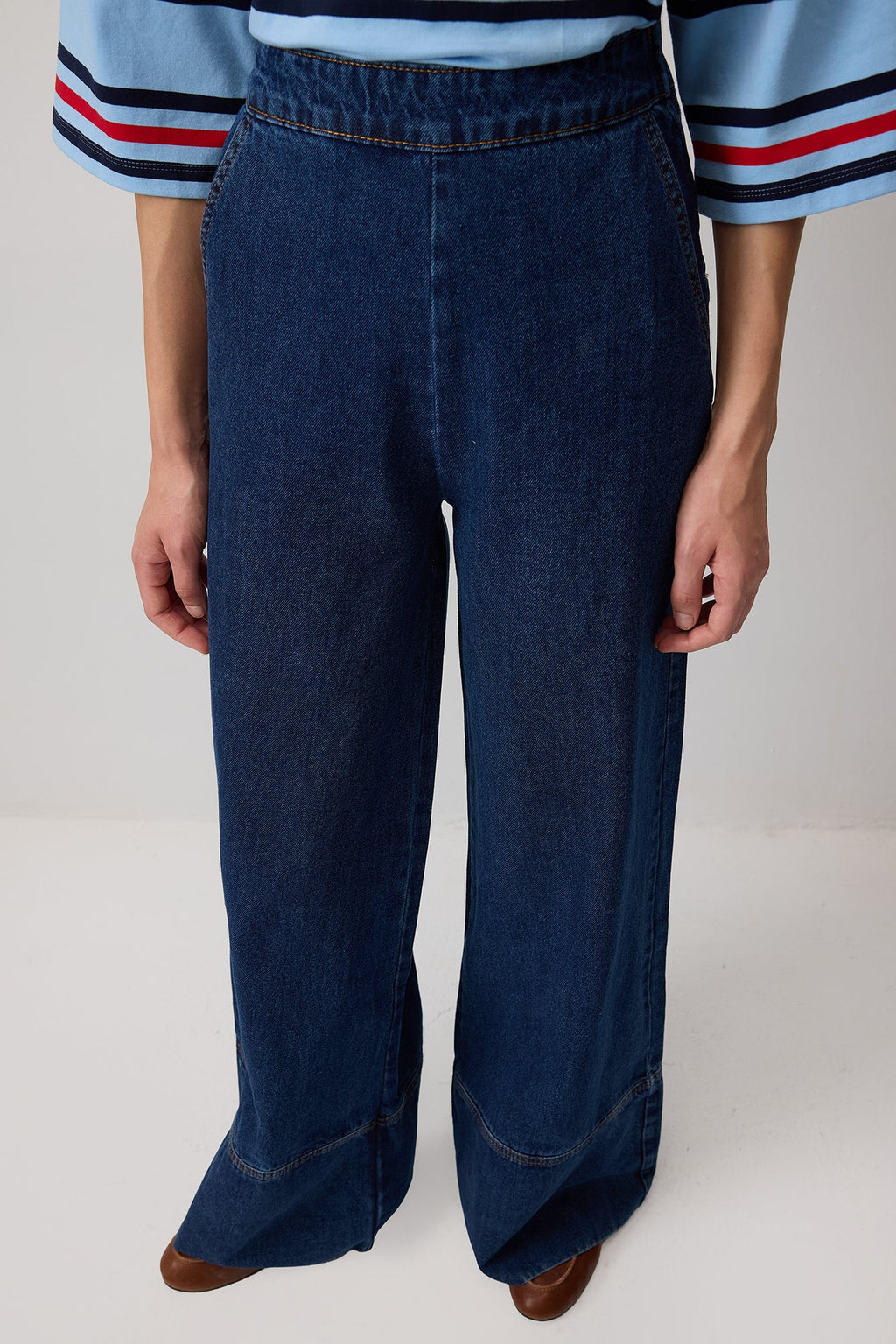 Wide Leg Denim Trousers