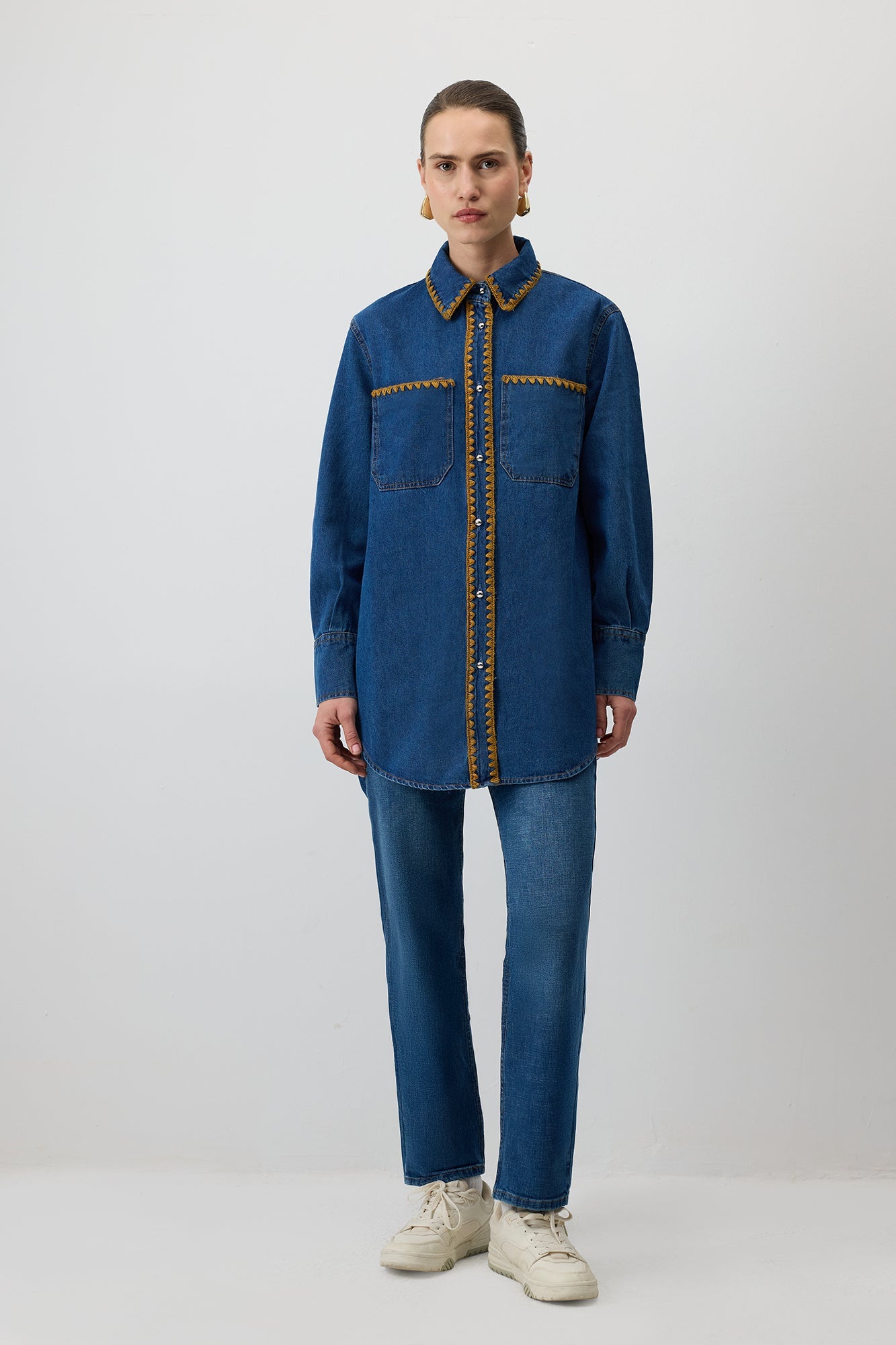 Embroidered Denim Shirt