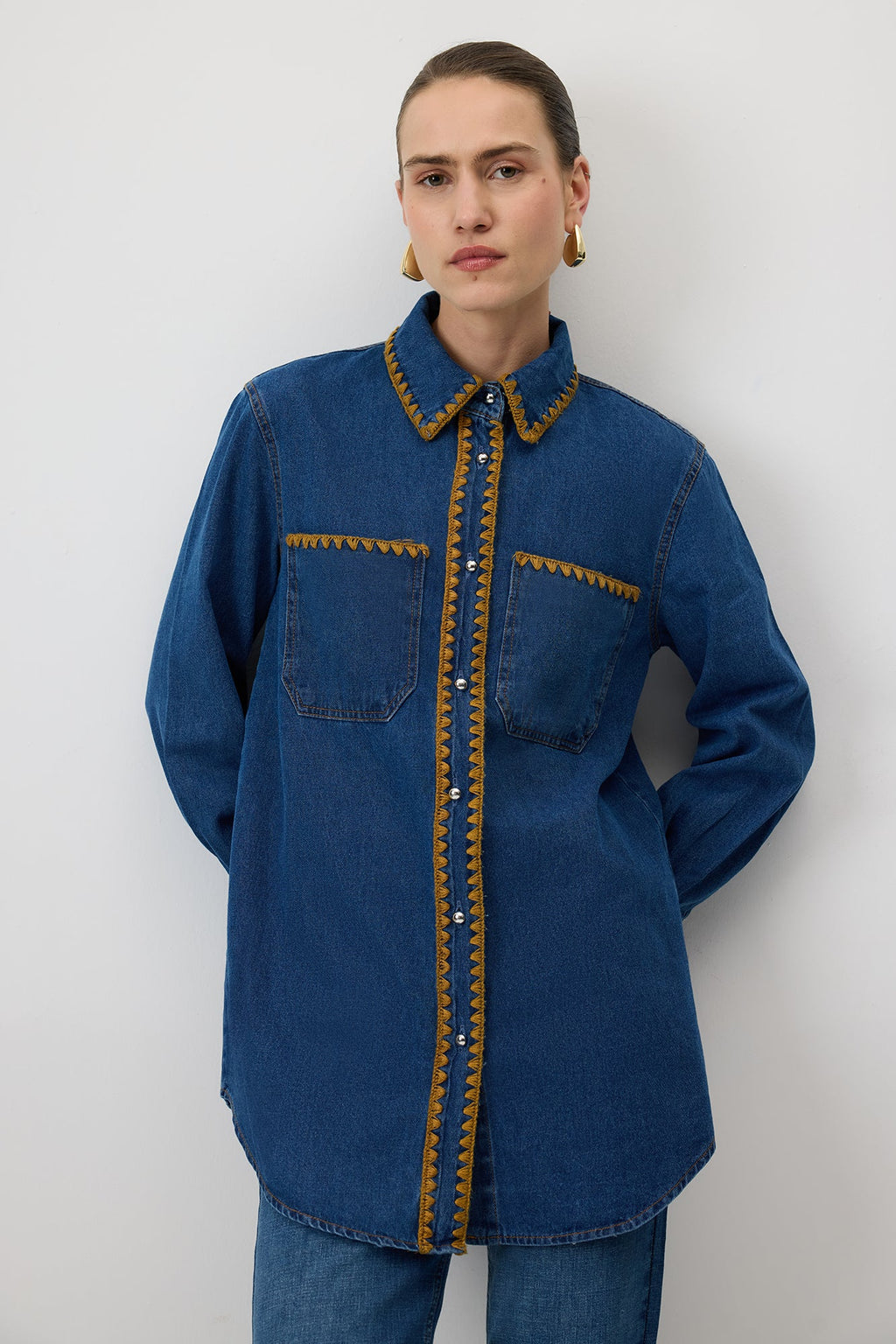 Embroidered Denim Shirt