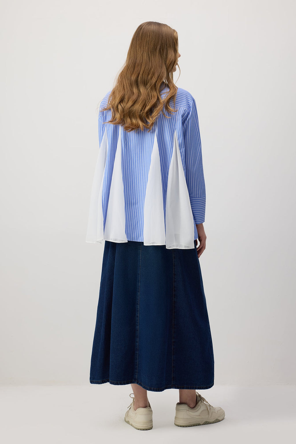 Oversized Striped Shirt With Shifon Details