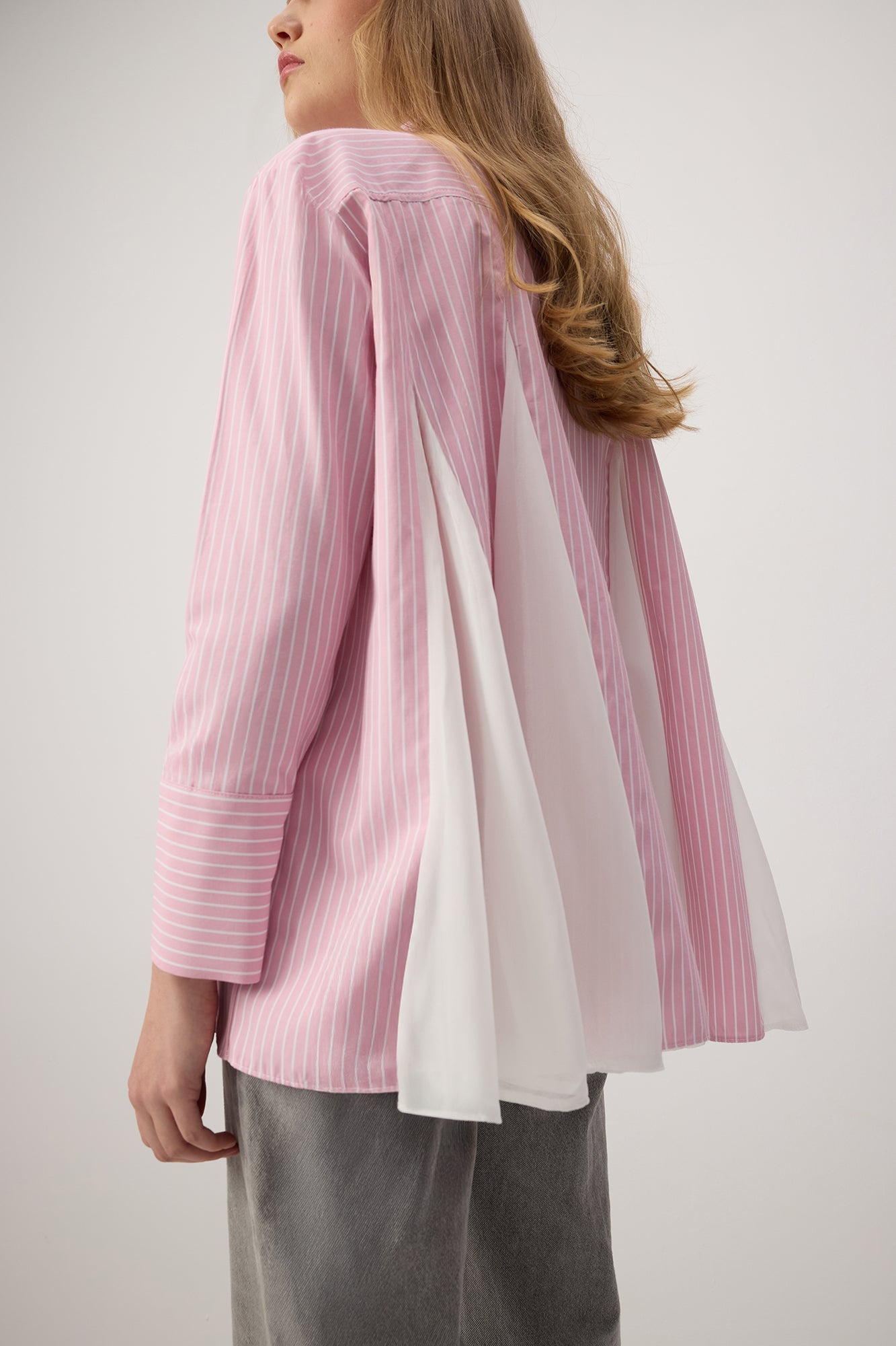 Oversized Striped Shirt With Shifon Details