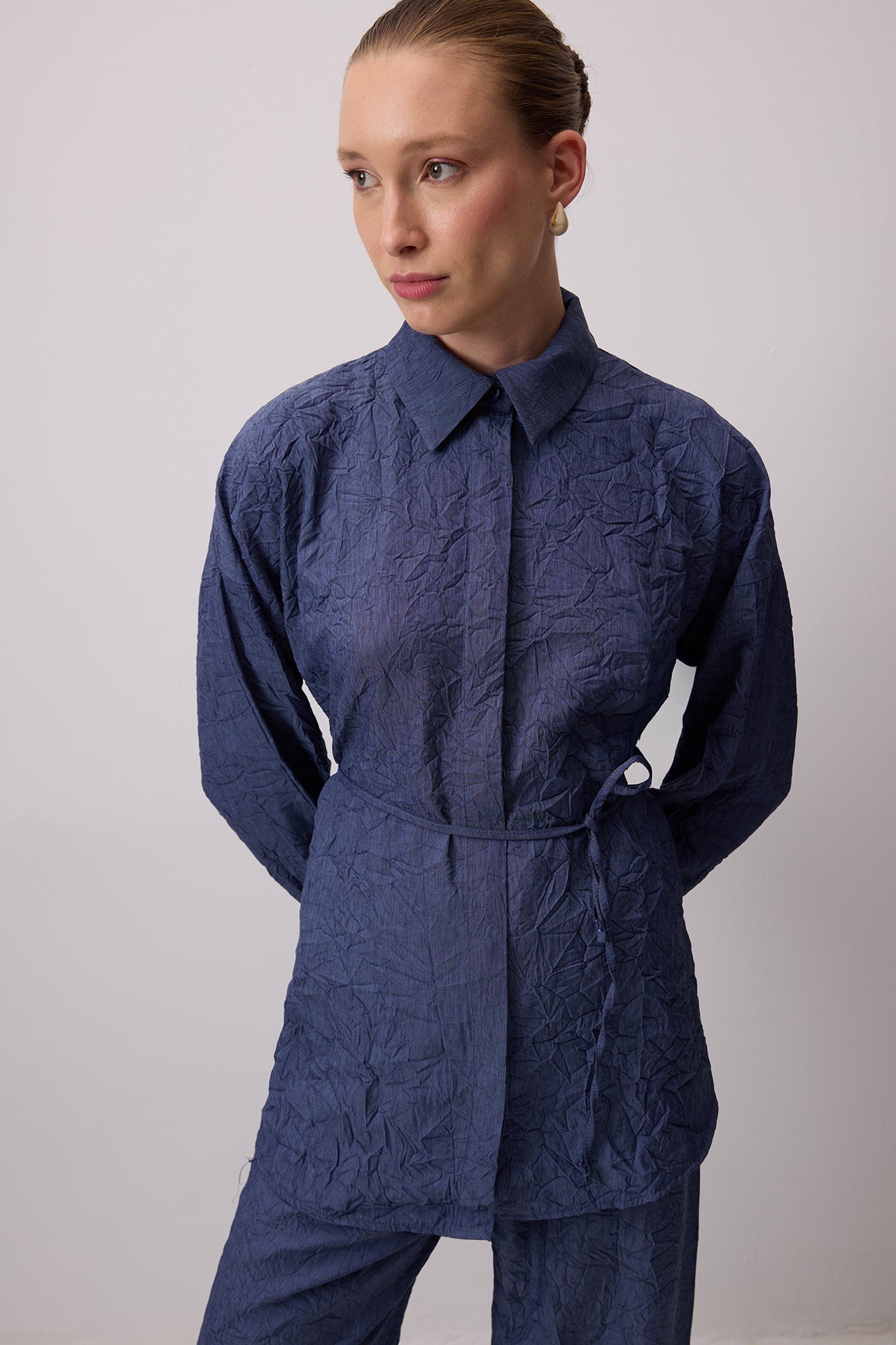 Crushed Shirt Trouser Set