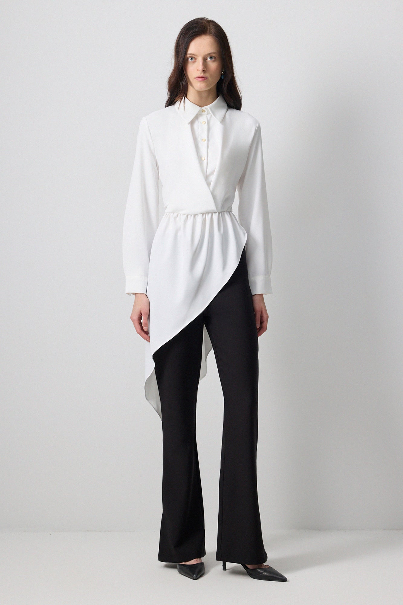 Asymetric Shirt Collar Tunic