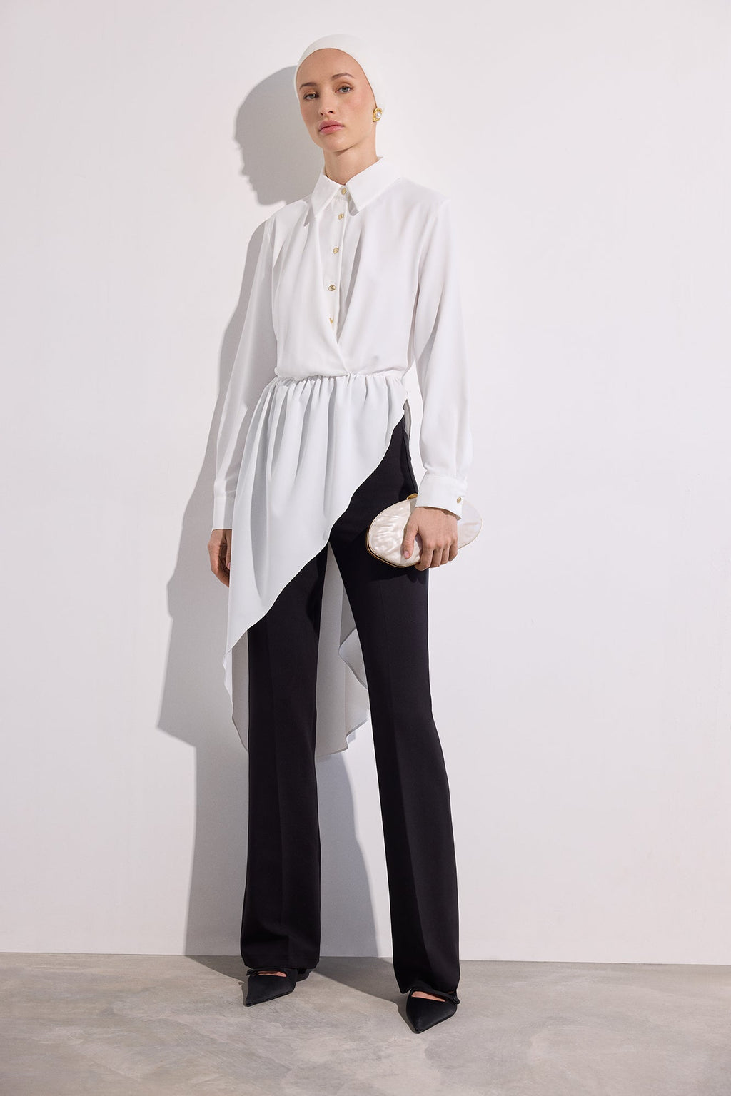 Asymetric Shirt Collar Tunic