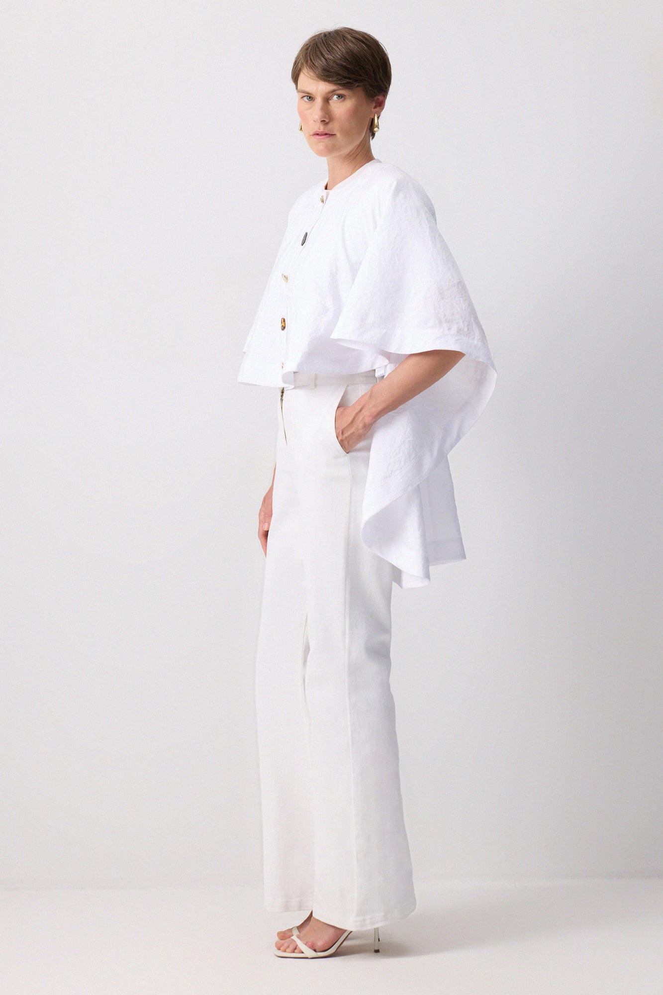 Gold Buttoned Cupra Poncho