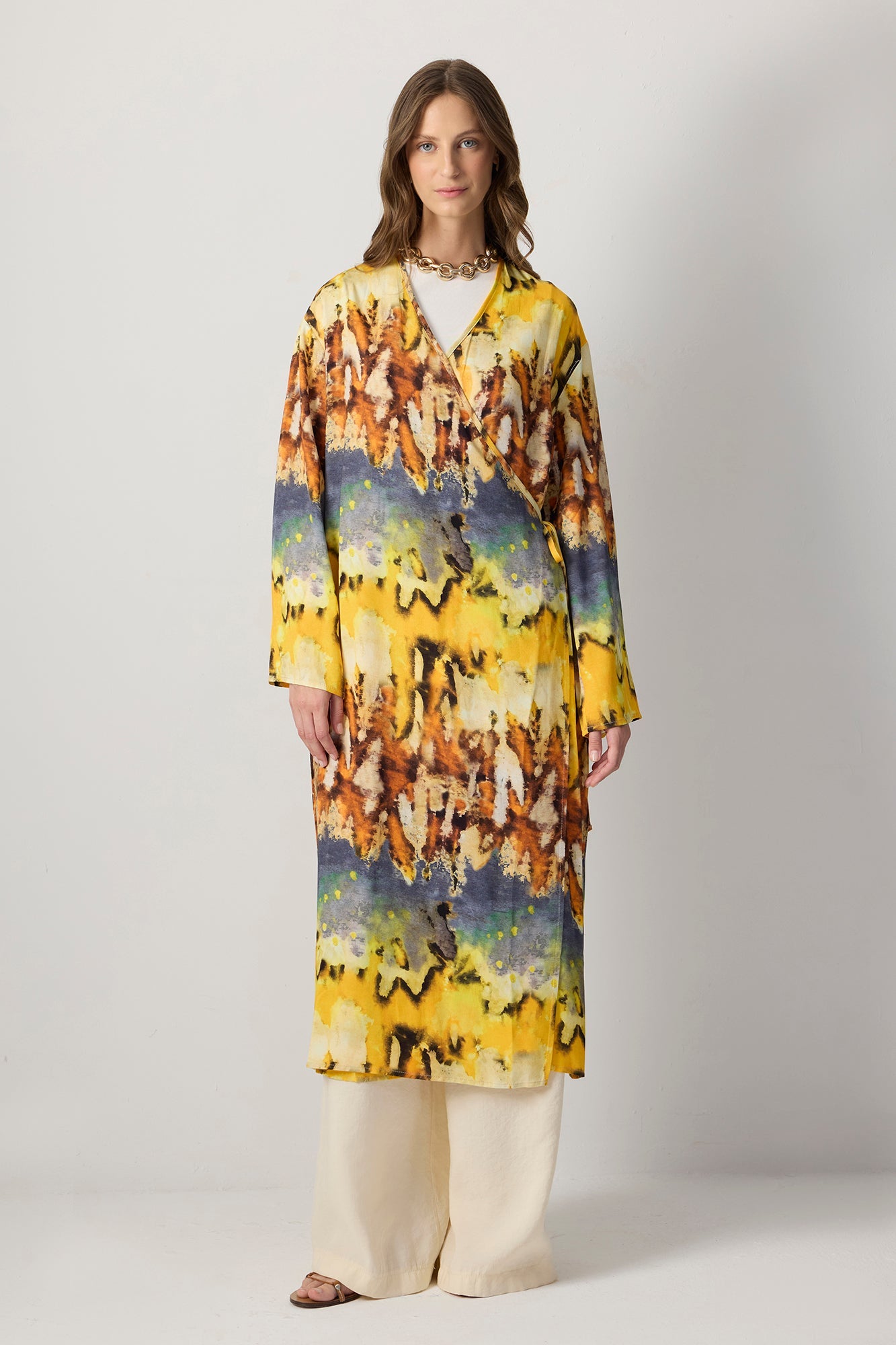 Double Breasted Patterned Kimono