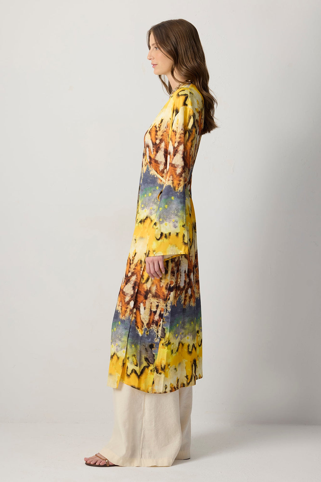 Double Breasted Patterned Kimono