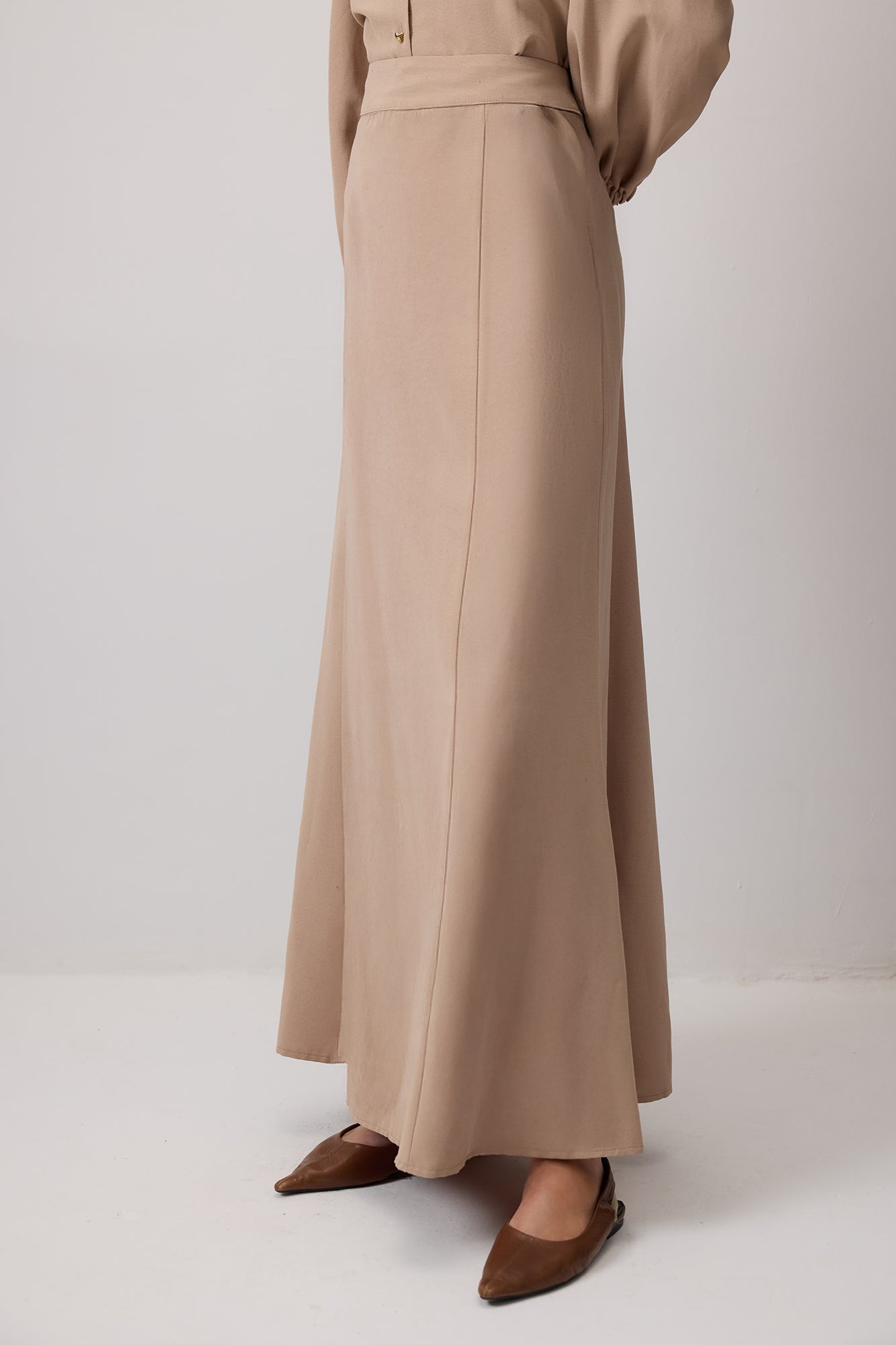 Textured Belted Shirt Skirt Set