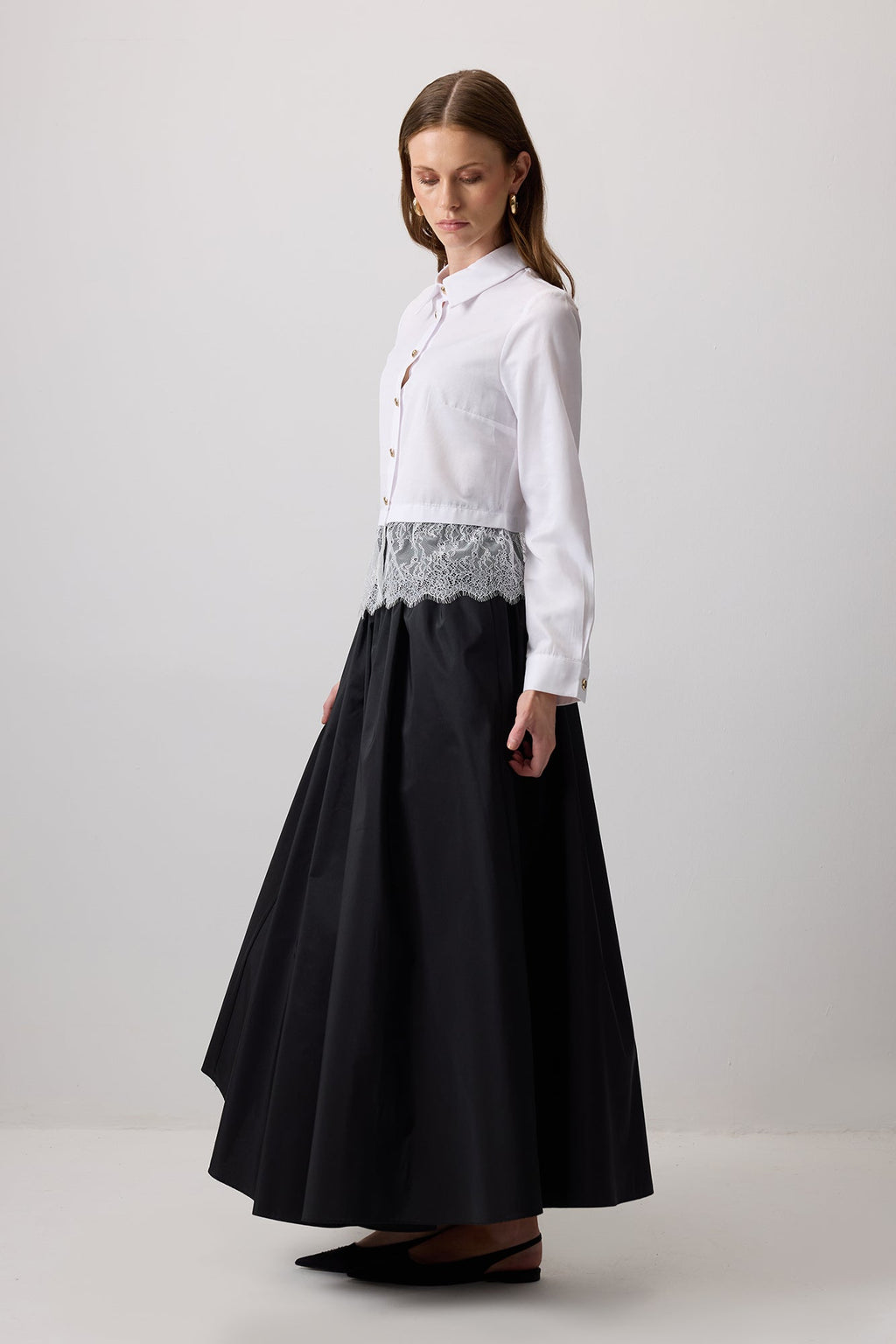 Lace Detailed Crop Shirt