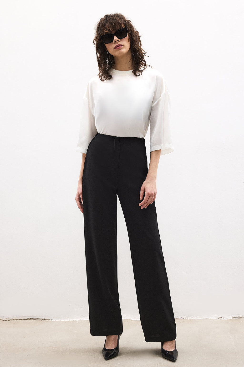Crepe Pants With Elastic Waistband